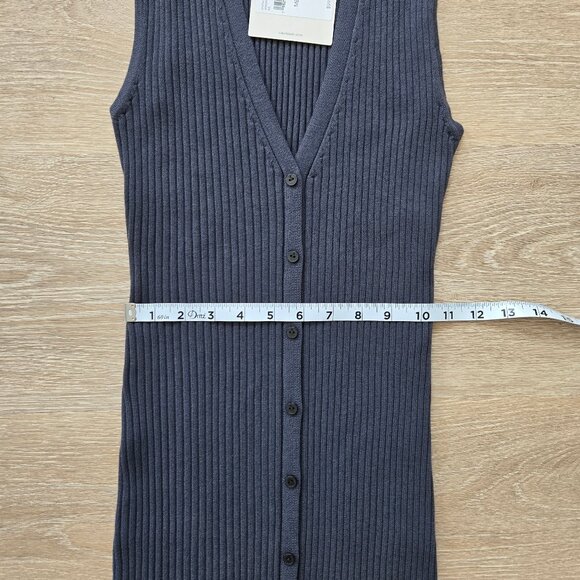 NWT Calvin Klein Women’s Cotton Rib V-Neck Button Dress Medium $99 New With Tags - Picture 7 of 17